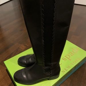 Kate Spade Rayna Black Knee High Riding Boots Size 7.5